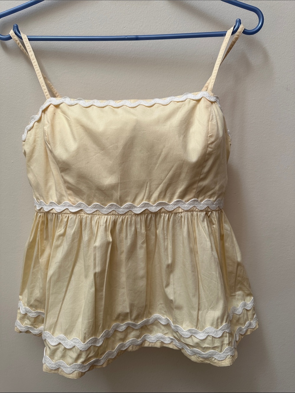 Cotton Yellow Scallop-Trim Camisole Top